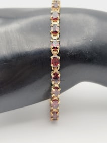 HAN Sterling Silver Ruby Bracelet Bracelet Measures 7.25"  Bracelet Weighs 12 Grams