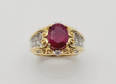 Victoria Wieck Sterling Silver Ruby Ring Ring Weighs 9.6 Grams  Size 8.75