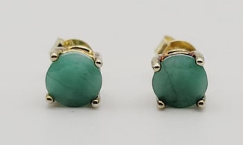 Sterling Silver Green Aventurine Earrings Earrings Weigh 1.4 Grams