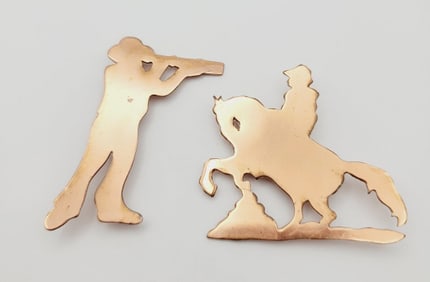 Handmade Vintage Copper Western Brooches Signed Brooches Weigh 12.7 Grams