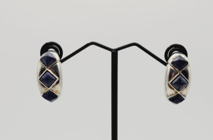 Sterling Silver Lapis Lazuli Earrings Earrings Weigh 8.1 Grams