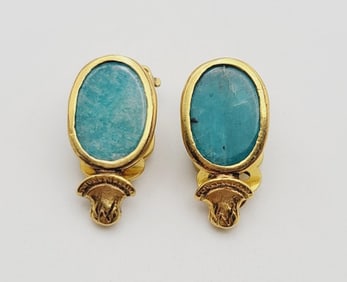 MMA Replica Gold Tone Amazonite Earrings MMA Replica Gold Tone Amazonite Earrings
