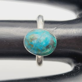 Sterling Silver Crysocolla Ring Ring Weighs 2.4 Grams  Size 6.25