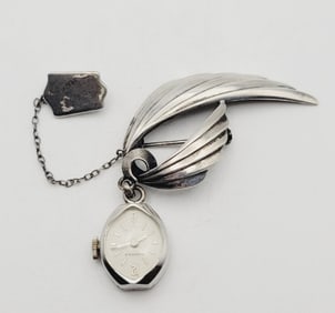 GK Sterling Silver Watch Brooch Brooch Weighs 10.8 Grams