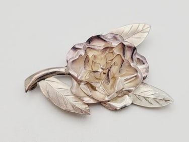 Vintage Sterling Silver Rose Brooch Brooch Weighs 6 Grams