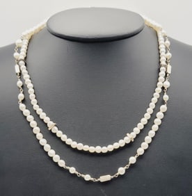 EF Sterling Silver Freshwater Pearl Necklaces First Necklace Measures 16.25"