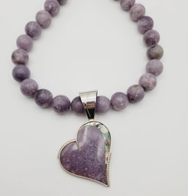 Jay King Sterling Silver Lepidolite Necklace Necklace Measures 18.5"  Necklace Weighs 140 Grams