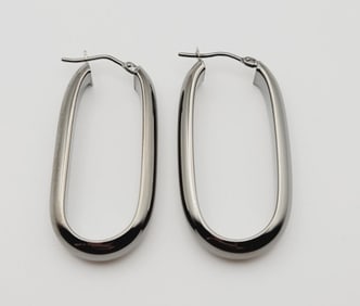 Milor Bronze Elongated Hoop Earrings Earrings Weigh 5.6 Grams