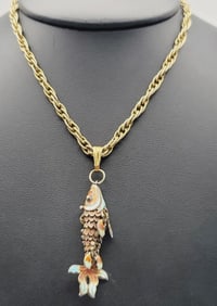 Vintage Monet Articulated Fish Necklace Necklace Measures 30"