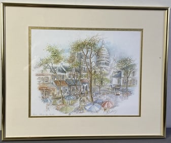 Paris Place du Tertre Lithograph Framed Lithograph of the painting Paris Place du Tertre by