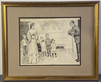 Charles Dana Gibson Print The New Pupil Print of the pen and ink drawing The New Pupil by Charles