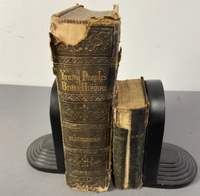Antique Bible Books Set of Two Holy Bible, published by American Bible Society, 1874. Split in spine