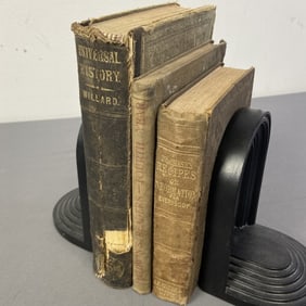 Antique Books History & Recipes Set of Three Universal History in Perspective by Emma Willard,
