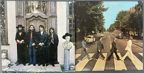 Beatles Vinyl Records Abbey Rd. & Begin LPs The Beatles Again, Apple Records S.W.-385. Record comes