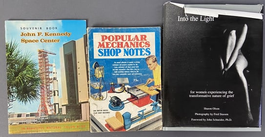 3 Vintage Books, Popular Mechanics, JFK Center Popular Mechanics Shop Notes,