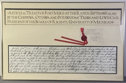 Framed Reproduction Treaty of Fort Meigs Article 16 of the Treaty of Fort Meigs at the Rapids,