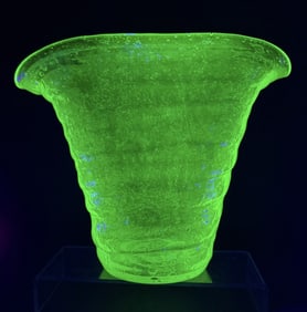 Uranium Bubble Glass Flared Vase No cracks or chips. 8 inches tall 9 by 2.5 inches at opening.