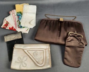 Assorted Vintage Lot Clutches Purses Handkerchiefs La Regale After Five