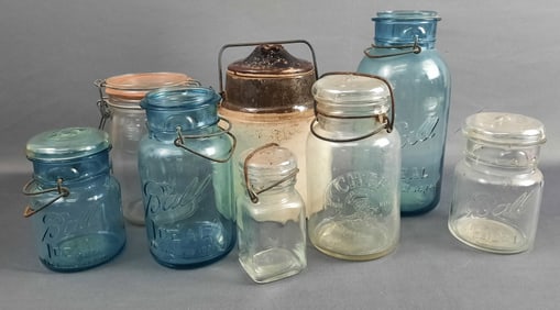 Large Lot Vintage Jars Including Ball Please see images for details regarding the