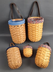 5 Longaberger Hanging Baskets Please see images for details regarding the condition. Largest 2