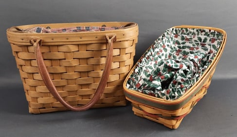 2 Vintage Longaberger Baskets 1997 2003 & Apron Please see images for details regarding the
