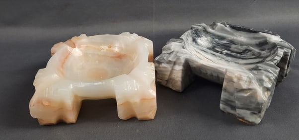 Pair of Vintage Marble Ashtrays Each one measures 5 inches x 5 inches. Please see images for details