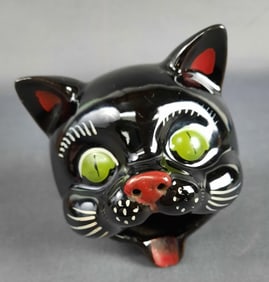 Vintage Shafford Black Cat Pottery Ashtray 3 inches x 3 inches. Please see images for details