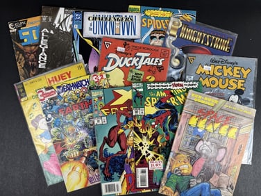 Mixed Comics Lot Marvel DC Disney Eclipse Signs of age/wear including spine creasing, rips, wrinkles