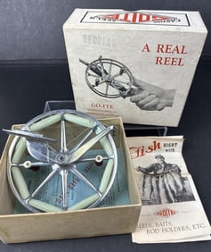 Vintage Goite Fishing Reel with Box Untested. With original box and brochures.