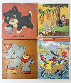 Vintage Tray Puzzles Bugs Bunny Woody Woodpecker cat and elephant. No missing pieces. Signs of age