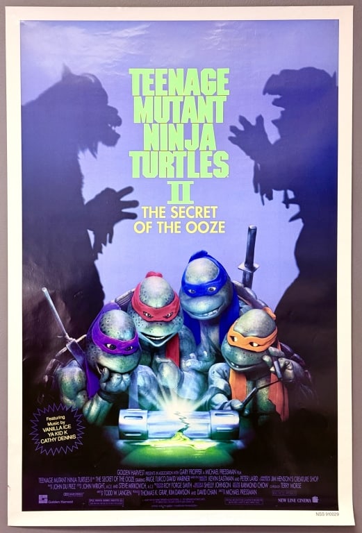 Teenage Mutant Ninja Turtles II Movie Poster 1991 One Sheet 27 x 41 inches. Double sided. From (1 of 6)