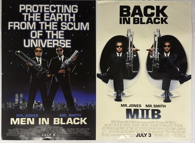 Men in Black 1 and 2 One Sheet Movie Poster Lot 26.75 x 39.75 inches double sided. From closed movie