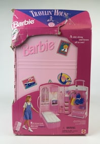 Vintage Barbie Travelin House Trunk With box. Electronics untested. See photos for contents and