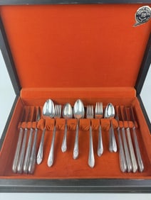Rogers & Bro A-1 Silverplate Silverware Set w Box Set and case has signs of age see photos for