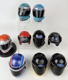 Mini NASCAR Helmet Lot Richard Petty Signed 9 mini helmets one signed by Richard petty