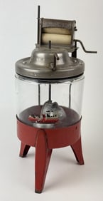 Vintage Modern Miss Toy Washing Machine Some paint loss, rust and tarnish. Glass unbroken. 10.5