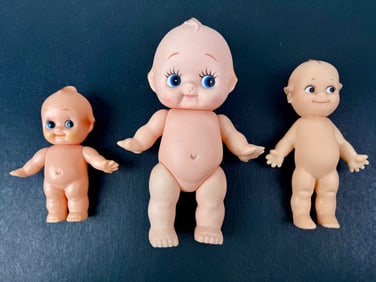 Vintage Kewpie Doll Lot 5 inch marked made in Japan. 6 inch marked Cameo and 8 inch marked Hong