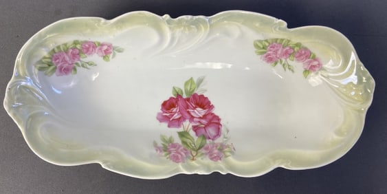 Antique German Serving Bowl Vintage Porcelain Bowl by JSV, Made in Germany.