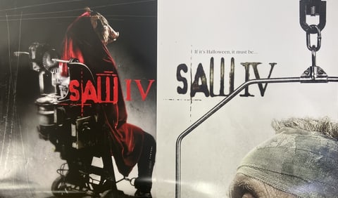 Saw IV Horror Movie Posters Set of Two Two posters for the movie Saw IV, double sided one sheet. One