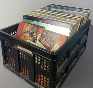 Mystery Lot of Vinyl Records, Country, Classical Crate full of at least 70 vinyl records including