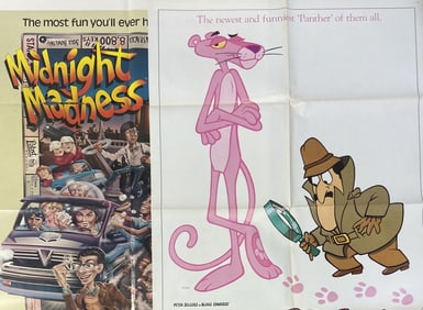 Midnight Madness & Pink Panther Movie Posters Two singled side one sheet movie posters for the