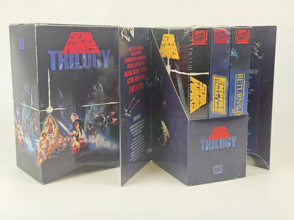 Star Wars Original Trilogy VHS Boxed Set 1992 With slip cover. 2 tapes still shrinkwrapped/sealed. (1 of 11)