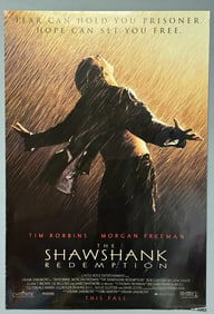 1994 Shawshank Redemption One Sheet Movie Poster Measures 27 x 40 inches. Double sided. From closed