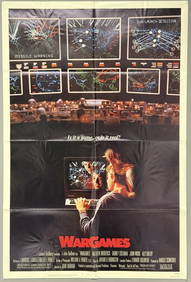1983 Wargames One Sheet Movie Poster Measures 27 x 41 inches. Single sided. From closed movie (1 of 9)