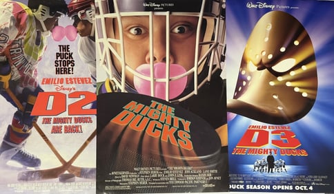 The Mighty Ducks One Sheet Movie Poster lot measuring 27 x 40 inches double sided. From closed movie