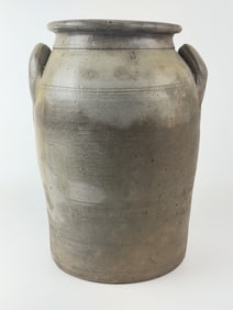 Antique Stoneware Crock 13 inches tall 7 inches across top opening. No makers mark "3" stamped near