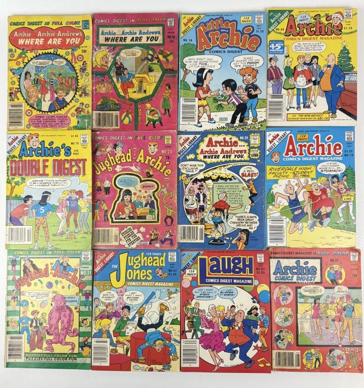 Archie Comics Digest Library Paperback Book Lot 12 From 1970s and 80s. Signs of age and wear (1 of 7)