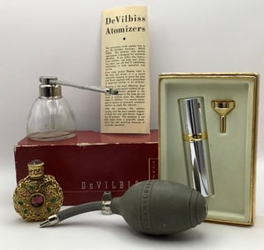 Vintage DeVilbiss Atomizer Gilded Perfume Bottle & New Fillable Perfume
