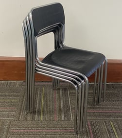 Sintesi Vintage 80's Chrome Dining Chairs Set of four dining chairs in the Memphis style by Sintesi,