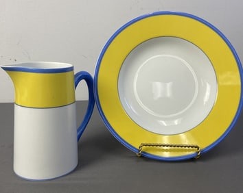 Haviland Limoges Claude Monet Pitcher & Dish Two pieces of porcelain china by Haviland Limoges,